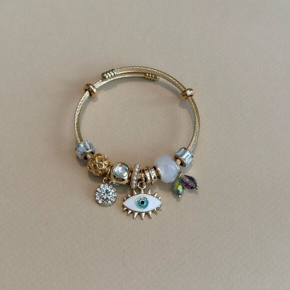 Anthropologie Jewelry - Gold Charm Bracelet with Eye Pendant